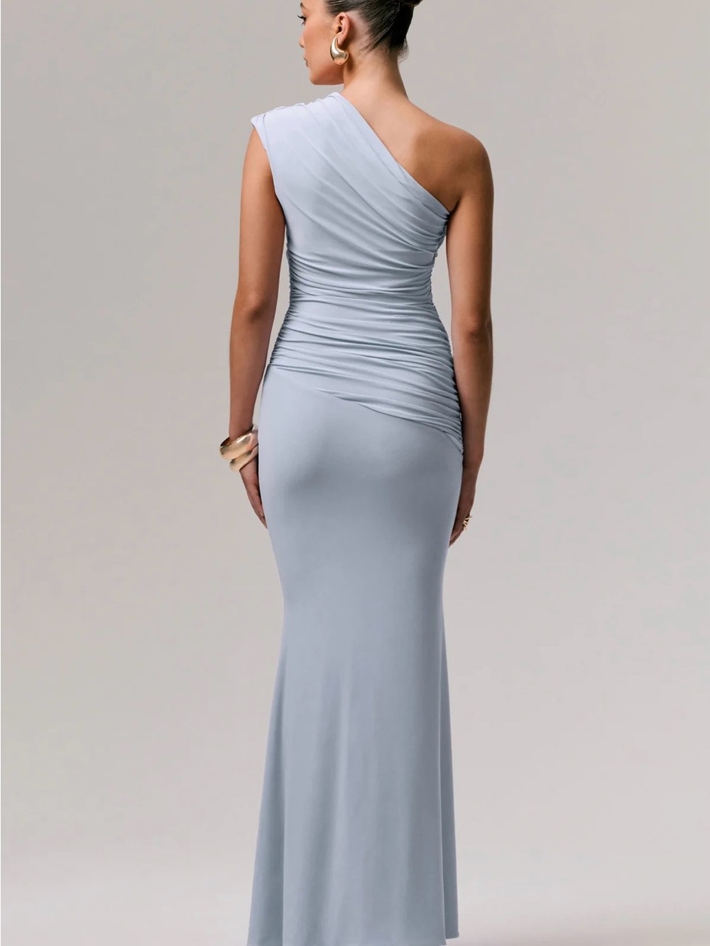 Elegant One-Shoulder Light Blue Evening Gown - Picture 2 of 4